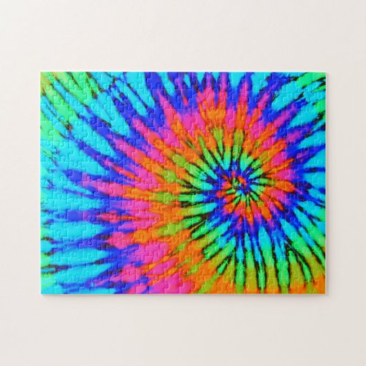 Groovy Blue en Pink Tie Dye Spiral Legpuzzel (Horizontaal)