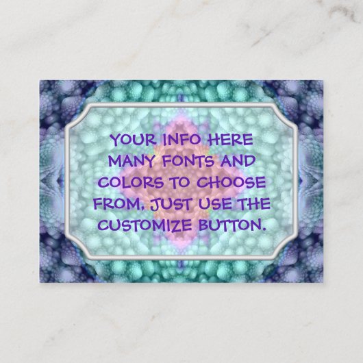 Groovy Blue Fractal Kaleidoscope Visitekaartje (Achterkant)