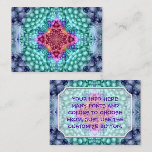 Groovy Blue Fractal Kaleidoscope Visitekaartje (Voorkant / Achterkant)