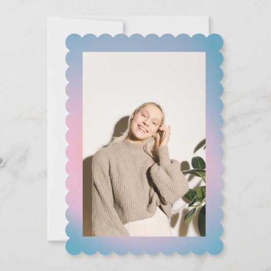 Groovy Blue Gradient Retro Photo Bat Mitzvah Kaart (Achterkant)