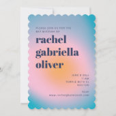 Groovy Blue Gradient Retro Photo Bat Mitzvah Kaart (Voorkant)