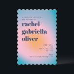 Groovy Blue Gradient Retro Photo Bat Mitzvah Kaart<br><div class="desc">Groovy Blue Gradient Retro Photo Bat Mitzvah Invitation</div>