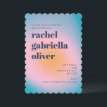 Groovy Blue Gradient Retro Photo Bat Mitzvah Kaart<br><div class="desc">Groovy Blue Gradient Retro Photo Bat Mitzvah Invitation</div>