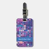 Groovy Blue & Paarse Discobal Gepersonaliseerd Bagagelabel (Voorkant verticaal)