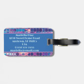 Groovy Blue & Paarse Discobal Gepersonaliseerd Bagagelabel (Achterkant horizontaal)