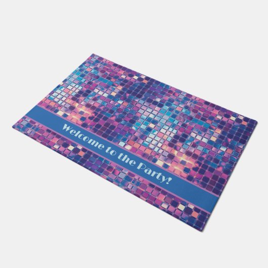 Groovy Blue & Paarse Discobal Gepersonaliseerd Deurmat (Schuin)