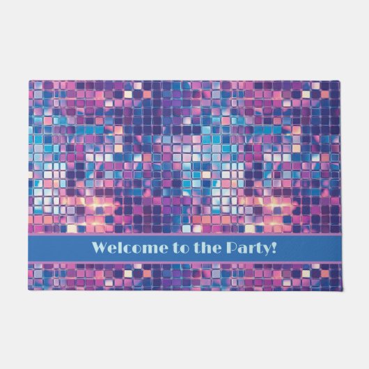 Groovy Blue & Paarse Discobal Gepersonaliseerd Deurmat (Voorkant)