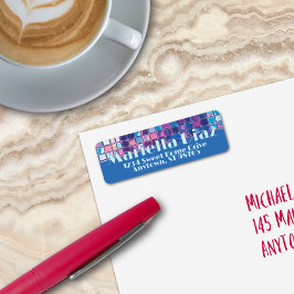 Groovy Blue & Paarse Discobal Gepersonaliseerd Etiket