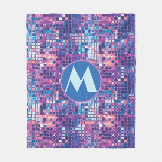 Groovy Blue & Paarse Discobal Gepersonaliseerd Fleece Deken (Voorkant)