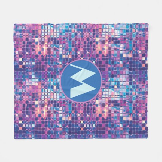 Groovy Blue & Paarse Discobal Gepersonaliseerd Fleece Deken (Voorkant (Horizontaal))