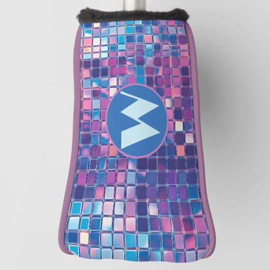 Groovy Blue & Paarse Discobal Gepersonaliseerd Golfheadcover (Draai 90)