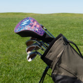 Groovy Blue & Paarse Discobal Gepersonaliseerd Golfheadcover (Insitu)