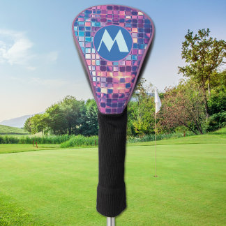 Groovy Blue & Paarse Discobal Gepersonaliseerd Golfheadcover