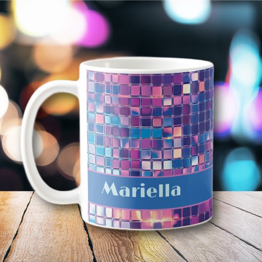 Groovy Blue & Paarse Discobal Gepersonaliseerd Koffiemok