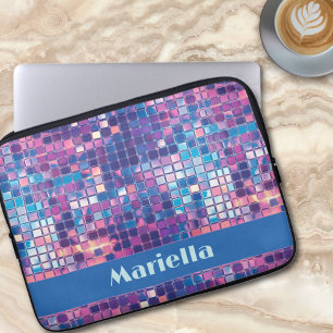 Groovy Blue & Paarse Discobal Gepersonaliseerd Laptop Sleeve