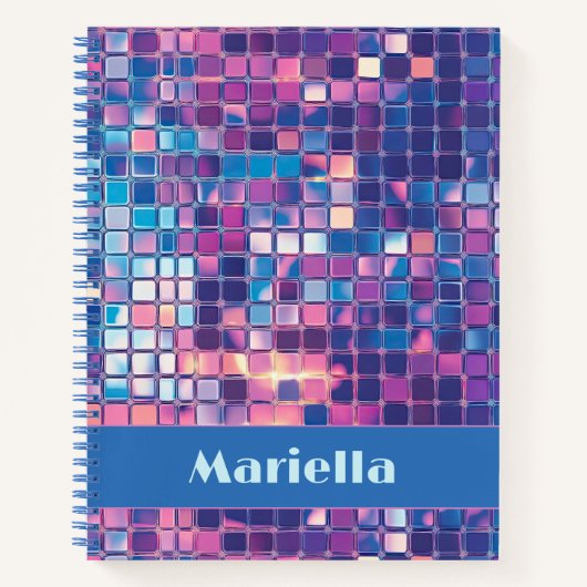 Groovy Blue & Paarse Discobal Gepersonaliseerd Notitieboek (Voorkant)
