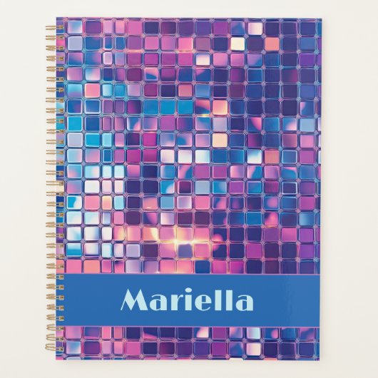 Groovy Blue & Paarse Discobal Gepersonaliseerd Planner (Voorkant)