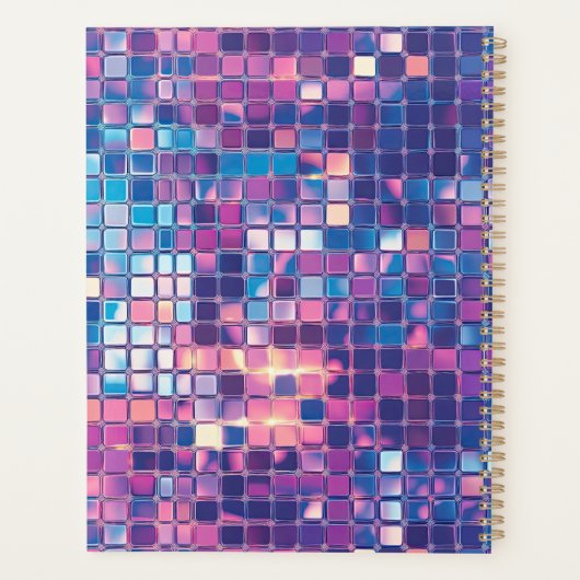 Groovy Blue & Paarse Discobal Gepersonaliseerd Planner (Achterkant)