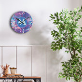 Groovy Blue & Paarse Discobal Gepersonaliseerd Ronde Klok