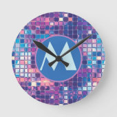 Groovy Blue & Paarse Discobal Gepersonaliseerd Ronde Klok (Voorkant)