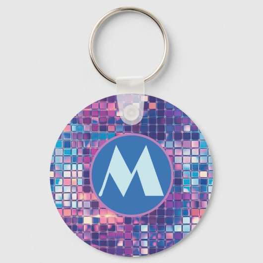 Groovy Blue & Paarse Discobal Gepersonaliseerd Sleutelhanger (Achterkant)