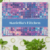 Groovy Blue & Paarse Discobal Gepersonaliseerd Theedoek (Gevouwen)