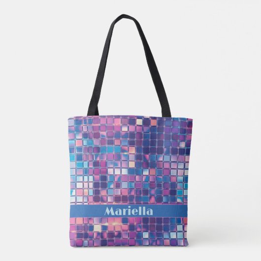 Groovy Blue & Paarse Discobal Gepersonaliseerd Tote Bag (Achterkant)