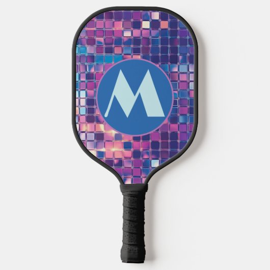 Groovy Blue & Paarse Discobal Gepersonaliseerde Go Pickleball Paddle (Achterkant)
