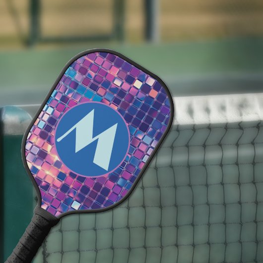 Groovy Blue & Paarse Discobal Gepersonaliseerde Go Pickleball Paddle