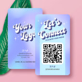 Groovy Blue Paarse Trendy Social Media QR Code Visitekaartje