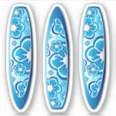 Groovy Blue Surfboards met een bloemontwerp Sticker (Voorkant)