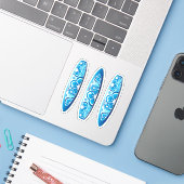 Groovy Blue Surfboards met een bloemontwerp Sticker (Laptop met iPhone)