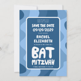Groovy Blue Waves Custom Bat Bar Bnai Mitzvah Save The Date