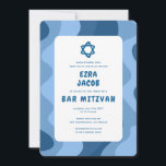 Groovy Blue Waves Star of David Custom Bar Mitzvah Kaart<br><div class="desc">Perfecte kaart om een vleermuis mitswa, bar mitswa of andere joodse viering aan te kondigen! Hand gemaakte kunst voor u met handlettering aan de achterkant! VOLLEDIG ! Klik op "Personaliseren" hierboven om de tekst te bewerken. Klik op "bewerken met ontwerpgereedschap" om de lettertypen, kleuren en plaatsingen aan te passen en...</div>