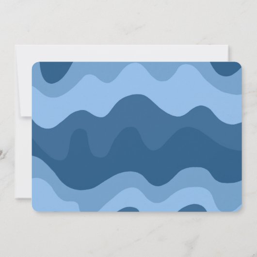 Groovy Blue Waves Star of David Custom Bar Mitzvah Kaart (Achterkant)