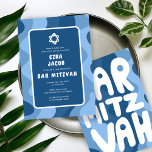 Groovy Blue Waves Star of David Custom Bar Mitzvah Kaart<br><div class="desc">Perfecte kaart om een vleermuis mitswa, bar mitswa of andere joodse viering aan te kondigen! Hand gemaakte kunst voor u met handlettering aan de achterkant! VOLLEDIG ! Klik op "Personaliseren" hierboven om de tekst te bewerken. Klik op "bewerken met ontwerpgereedschap" om de lettertypen, kleuren en plaatsingen aan te passen en...</div>