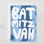 Groovy Blue Waves Star of David Custom Bat Mitzvah Kaart (Achterkant)