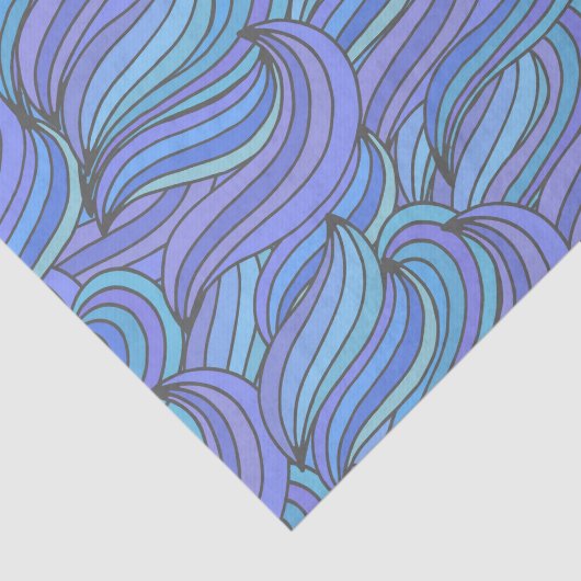 Groovy Blue Waves Tissuepapier (Detail)