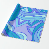 Groovy Blues Cadeaupapier (Uitgerold)