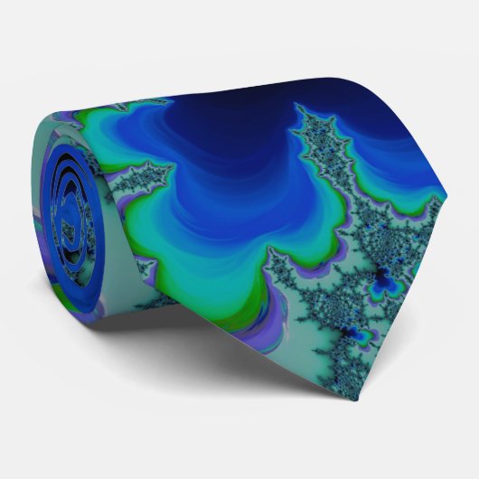 Groovy Blues Fractal Abstracte Art Stropdas (Opgerold)