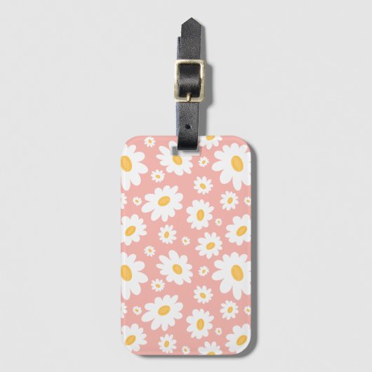 Groovy Blush Boho Daisy Bloementuin Patroon Bagagelabel (Voorkant (verticaal))
