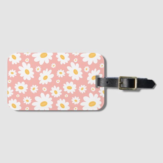 Groovy Blush Boho Daisy Bloementuin Patroon Bagagelabel (Voorkant (horizontaal))