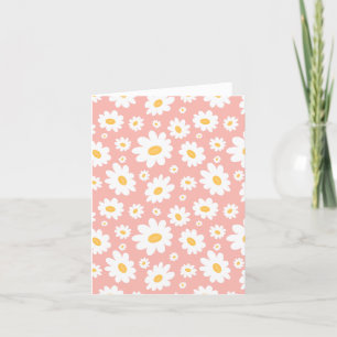 Groovy Blush Boho Daisy Bloementuin Patroon Bedankkaart