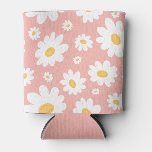 Groovy Blush Boho Daisy Bloementuin Patroon Blikjeskoeler (Voorkant)