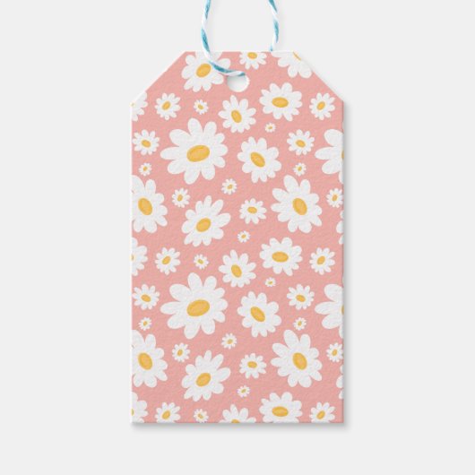 Groovy Blush Boho Daisy Bloementuin Patroon Cadeaulabel (Voorkant)