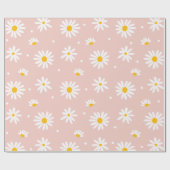 Groovy Blush Boho Daisy Bloementuin Patroon Cadeaupapier (Vlak)