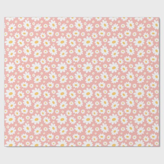 Groovy Blush Boho Daisy Bloementuin Patroon Cadeaupapier (Vlak)