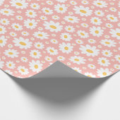 Groovy Blush Boho Daisy Bloementuin Patroon Cadeaupapier (Hoek)