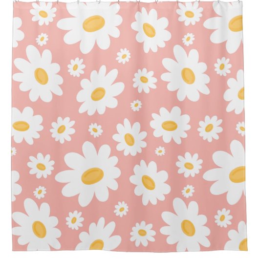Groovy Blush Boho Daisy Bloementuin Patroon Douchegordijn (Voorkant)