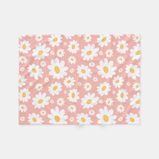 Groovy Blush Boho Daisy Bloementuin Patroon Fleece Deken (Voorkant (Horizontaal))
